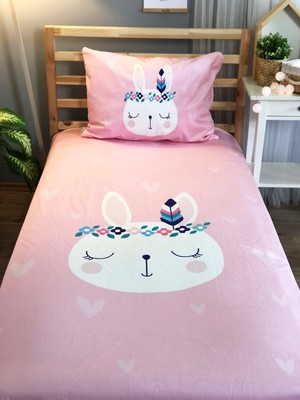 Evmila Dijital Baskı Sevimli Tavşan Örtü Yastık Seti 1768