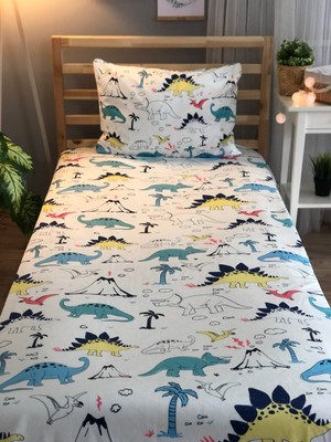 Evmila Dijital Baskılı Dinazorlar Örtü Yastık Seti 1041