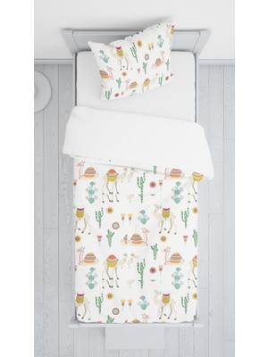 Evmila Dijital Baskılı Uyuyan Tilki Örtü Yastık Seti 904