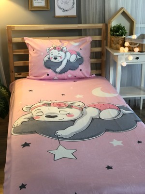 Evmila Dijital Baskı Uyuyan Ayıcık Örtü Yastık Seti 1601