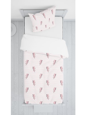 Evmila Dijital Baskılı Şimşek Örtü Yastık Seti 1521