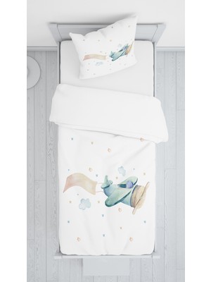 Evmila Dijital Baskı Uçak Örtü Yastık Seti 1284