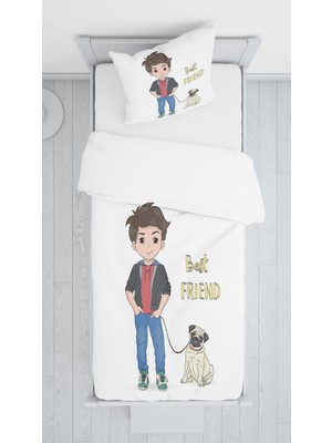 Evmila Dijital Baskı Köpek ve Çocuk Örtü Yastık Seti 1542