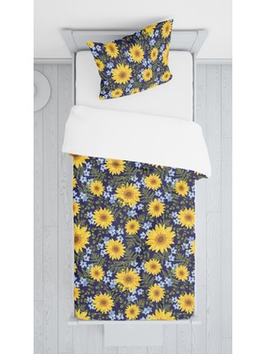 Evmila Dijital Baskılı Papatyalı Örtü Yastık Seti Lldcfp 1