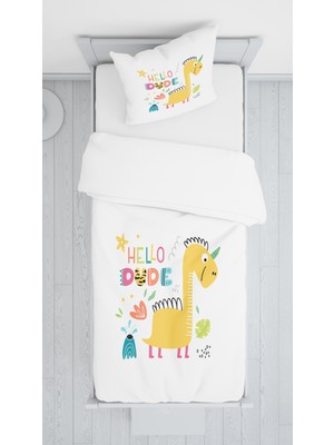 Evmila Dijital Baskı Dinazorlu Örtü Yastık Seti 1623