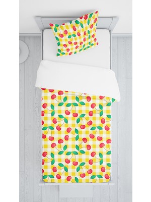 Evmila Dijital Baskılı Kirazlı Örtü Yastık Seti Lldcfp 30