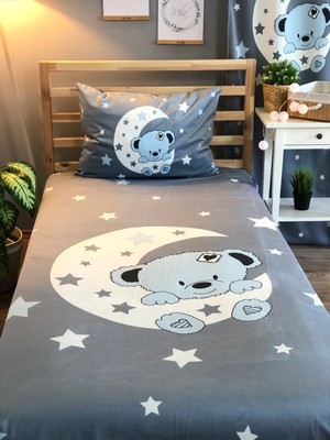 Evmila Sevimli Mavi Ayıcık Dekoratif Yatak Örtüsü YÖ1102