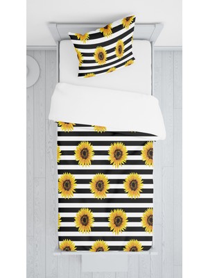 Evmila Dijital Baskılı Papatyalı Örtü Yastık Seti Lldcfp 94