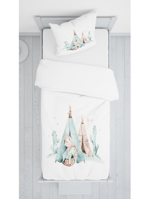 Evmila Dijital Baskı Çadırlı Örtü Yastık Seti 1757