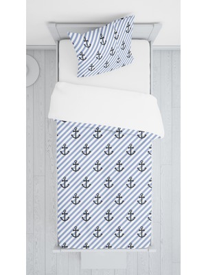 Evmila Dijital Baskılı Çapa Desen Örtü Yastık Seti Lldcfp 98