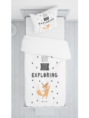 Evmila Dijital Baskı Tilki Örtü Yastık Seti 1177