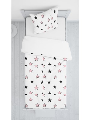 Evmila Dijital Baskılı Renkli Yıldızlar Örtü Yastık Seti 1522