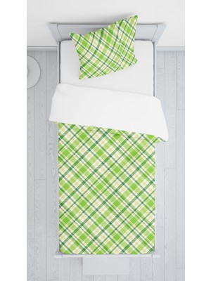 Evmila Dijital Baskılı Ekose Desen Örtü Yastık Seti Lldcfp 14