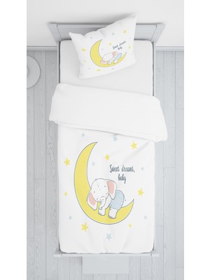 Evmila Dijital Baskı Sevimli Fil Örtü Yastık Seti 839