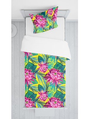 Evmila Dijital Baskılı Çiçekli Örtü Yastık Seti Lldcfp 55