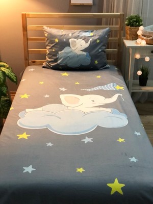 Evmila Mavi Yıldız Toplayan Fil Dekorafit Örtü 13