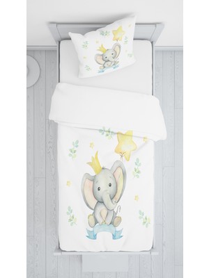 Evmila Dijital Baskı Kral Fil Örtü Yastık Seti 1943