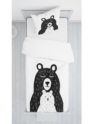 Evmila Dijital Baskı Ayı Örtü Yastık Seti 374