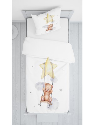 Evmila Dijital Baskı Salıncaklı Ayı Örtü Yastık Seti 1955