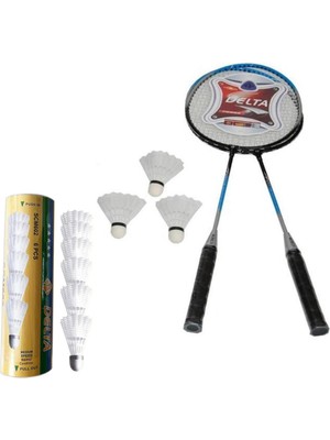 Delta 2 Adet Badminton Raketi + Çantası + 9 Adet Orta Hız Sevenler İçin Badminton Topu Seti
