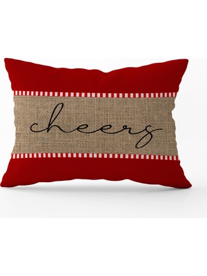 Evmila Yılbaşı Temalı Cheery Yazılı Kadife Kırlent Kılıfı