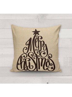 Evmila Yılbaşı Özel Merry Christmas Yazılı Kadife Kırlent Kılıfı