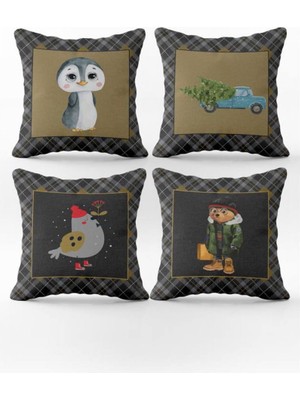 Evmila 4`lü Kadife Kırlent Kılıfı Seti