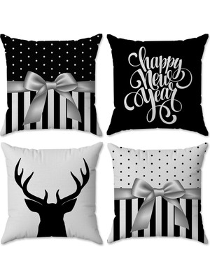 Evmila Kadife Doku Yılbaşı ve Noel Özel Christmas Temalı 4'lü Kırlent Seti