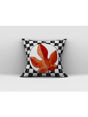 Evmila Yaprak Desenli Kırlent Kılıfı