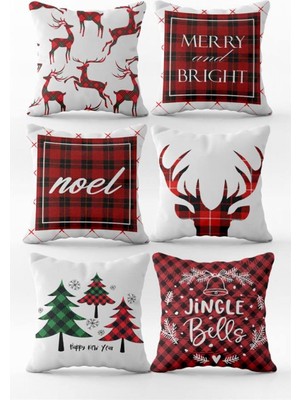 Evmila Yılbaşı Özel 6`lı Kırlent Kılıfı Seti