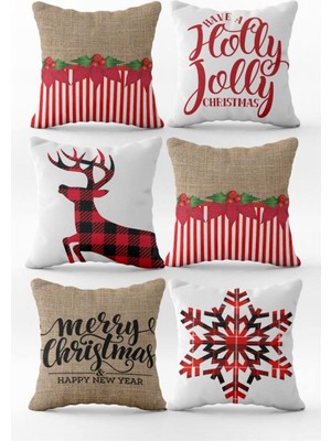 Evmila Yılbaşı Özel 6`lı Kırlent Kılıfı Seti