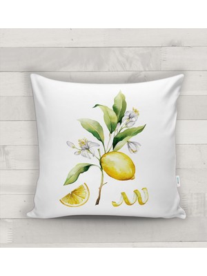 Evmila Limon Desenli Kırlent Kılıfı