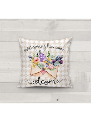 Evmila Çiçek Desenli Kırlent Kılıfı