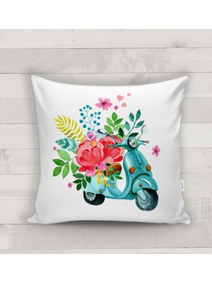 Evmila Çiçek Desenli Kırlent Kılıfı