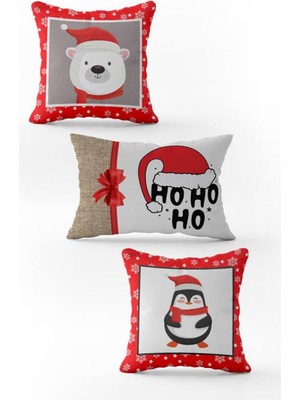 Evmila Yılbaşı Özel 3`lü Kadife Çift Taraf Baskılı Kırlent Seti