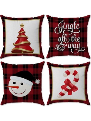 Evmila Yılbaşı Özel 4`lü Kırlent Kılıfı Seti