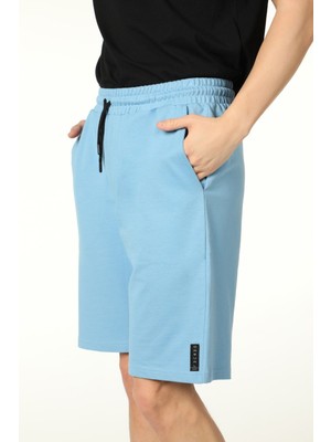 Defy's Erkek Beli Lastikli Cepli Etiket Detaylı Regular Fit Şort Mavi