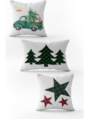 Evmila Yılbaşı Özel 3`lü Kadife Çift Taraf Baskılı Kırlent Seti