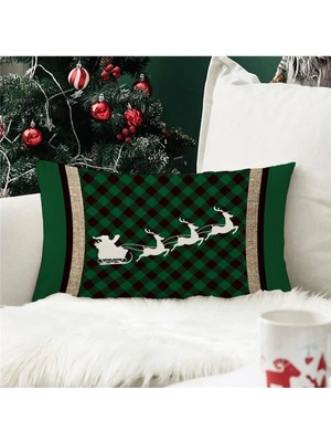 Evmila Yılbaşı Özel Geyik Desenli Dikdörtgen Kırlent Kılıfı