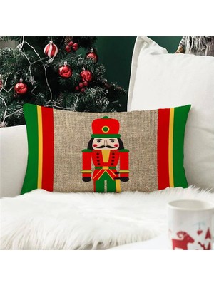 Evmila Yılbaşı Özel Kurşun Asker Desenli Dikdörtgen Kırlent Kılıfı