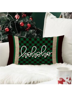 Evmila Yılbaşı Özel Ho Ho Ho Yazılı Dikdörtgen Kırlent Kılıfı