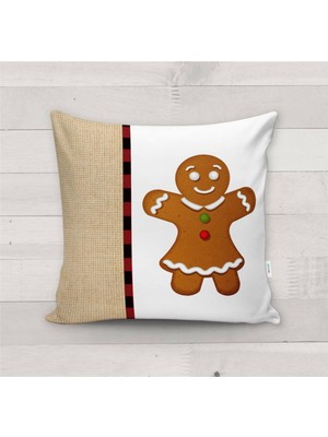 Evmila Yılbaşı Özel Kurabiye Desenli Kadife Kırlent Kılıfı