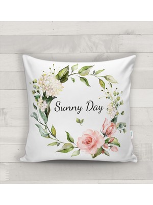 Evmila Çiçek Desenli Kırlent Kılıfı