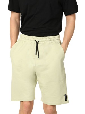 Defy's Erkek Beli Lastikli Cepli Etiket Detaylı Regular Fit Şort Açık Yeşil