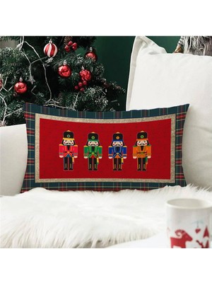 Evmila Yılbaşı Özel Kurşun Asker Desenli Dikdörtgen Kırlent Kılıfı