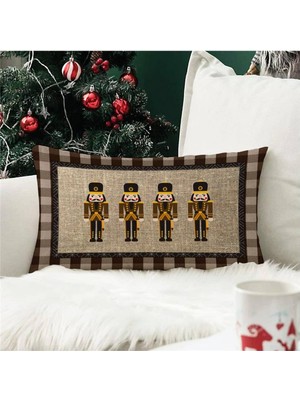 Evmila Yılbaşı Özel Kurşun Asker Desenli Dikdörtgen Kırlent Kılıfı