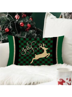 Evmila Yılbaşı Özel Geyik Desenli Dikdörtgen Kırlent Kılıfı