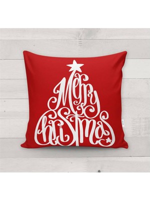 Evmila Yılbaşı Özel Merry Christmas Yazılı Kadife Kırlent Kılıfı