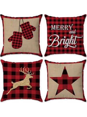 Evmila Yılbaşı Özel 4`lü Kırlent Kılıfı Seti