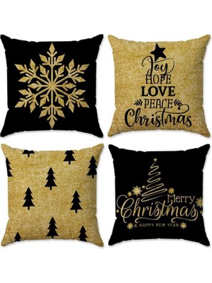 Evmila Yılbaşı Özel 4`lü Kırlent Kılıfı Seti